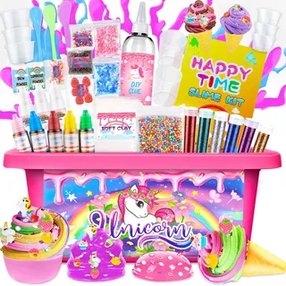 NEMMXUB Schleim Set Zum Selber Machen, Geschenke für Mädchen, Slime Kit Für Mädchen Kristallschleim, Glitzerschleim, Einhorn-Schleim, Slime Set für Kinder, Fluffy Slime, Schleim Selber Machen Set