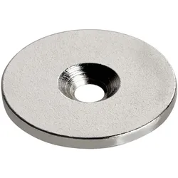 5 Metallscheibe mit Bohrung und Senkung 34 mm, Stahl, silber