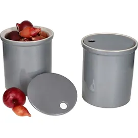 Mambocat 2x Oskar Vorratsdose M in Grau Zwiebeltopf mit Deckel Aufbewahrungsbox Ton - 1993M