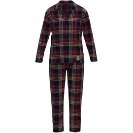 Tom Tailor Schlafanzug TOM TAILOR "Rhodos", Herren, Gr. 48S, rot, mittel, karo, Obermaterial: 100% Baumwolle, kariert, bequem normal, V-Ausschnitt, gerader Abschluss, Homewear-Sets Schlafanzug, Langarm, Rundhalsausschnitt, mit Knöpfen, kariert, Baumwolle