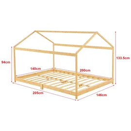 [en.casa] Kinderbett Vindafjord 140 x 200 cm Bambus naturbelassen beige