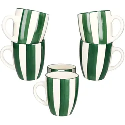 6x Wald grün Kaffeebecher 320ml Steingut-Tassen 6 Personen Glühwein Weihnachten