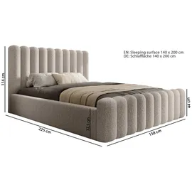 domo-home DomoHome- Boxspringbett Schlafzimmerbett Ideal für Ihr Schlafzimmer – inkl. Bettkasten Größe: 158x225x114 cm, Modell: Mona VII, Farbe: Beige
