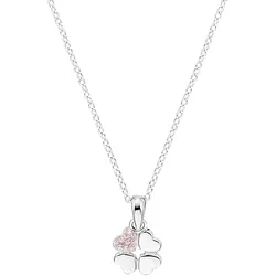 s.Oliver Kids Mädchen Halskette 2037847 mit Anhänger Kleeblatt Silber 925 Zirkon...