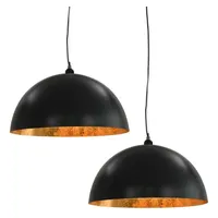 VidaXL Deckenleuchten 2 Stk. Schwarz und Gold Halbkugelförmig 50cm