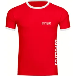 multifanshop Kontrast T-Shirt - Stuttgart - Brust & Seite - Druck weiß - Männer