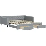 vidaXL Tagesbett Ausziehbar mit Schubladen Hellgrau 100x200 cm Stoff