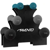 Avento Hantelset Mit Ständer - Black / Grey / Blue - 1 to 3 kg