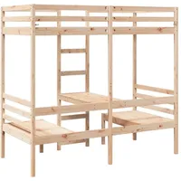 vidaXL Hochbett mit Schreibtisch & Stühlen 80 x 200 cm Kiefer massiv weiß