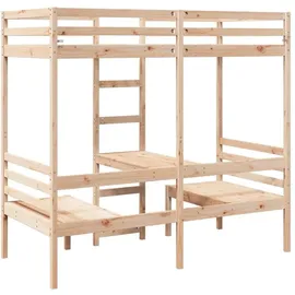 vidaXL Hochbett mit Schreibtisch & Stühlen 80 x 200 cm Kiefer massiv weiß