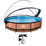 EXIT TOYS Wood Pool Set 360 x 76 cm inkl. Filterpumpe und Abdeckung