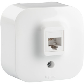 LEGRAND, Aufputz-UAE/RJ11 Telefonanschlussdose zur Wandmontage, Telefondose, TAE, Anschlussdose, Aufputzdose, Universal-Anschluss-Einheit, Schutzart IP21, Schlagfestigkeit IK04, Ultraweiß, 782414