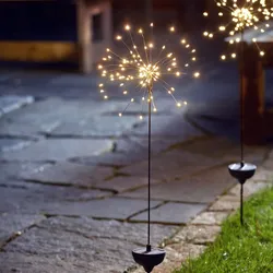 LED Solarstab FEUERWERK Gartendeko - 90 warmweiße LED - H: 100cm - Dämmerungssen...