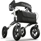 eloneo Outdoor Rollator Aluminium faltbar mit Sitz Silber