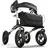 eloneo Outdoor Rollator Aluminium faltbar mit Sitz Silber
