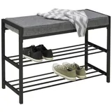 CARRYHOME Schuhbank, Schwarz, Dunkelgrau, Metall, Textil, 1-Sitzer, 80x52x30 cm, Abstellfläche, Garderobe, Garderobenbänke, Schuhbänke