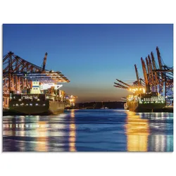 Artland Glasbild »Hamburg Hafen am Abend 2«, Deutschland, (1 St.), in verschiedenen Größen Artland Farbe Bild(er): bunt