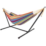 Spetebo Outdoor Doppel Hängematte mit Gestell - 285 x 120 cm - Stabhängematte Metall