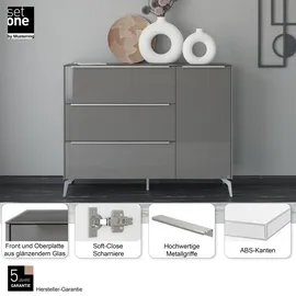 Set One by Musterring Sideboard Reno (1 St), Mit Winkelfuß in diversen Farben, 109 cm Höhe & Farbauswahl grau