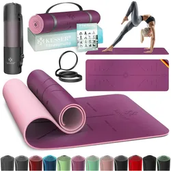 KESSER® Gymnastikmatte mit Tragegurt rutschfest TPE Yogamatte Gepolstert & rutschfest Fitnessmatte , 183 x 61  Trainingsmatte für Fitness Sportmatte, Pilates & Gymnastik Workout extradick