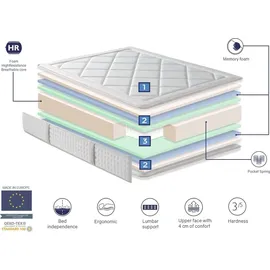 xaluca Matratze 140x200 sevilla - H4 - Hohe 31 cm, Mittlere Festigkeit Feder mit Perimetral-Verstärkungen