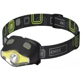 EMOS 1441263110 COB LED Stirnlampe 220 lm, 100 m, 3x AAA, schwarz