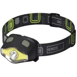 EMOS 1441263110 COB LED Stirnlampe 220 lm, 100 m, 3x AAA, schwarz