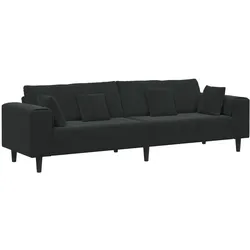 vidaXL Samt Sofa mit Kissen mit Kissen Schwarz 208 cm Samt