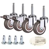 LDTTYRC 4er-Set Lenkrollen mit Schaft für Kinderbetten, Gummirollen für Bürostühle, 38 mm 50 mm Möbelrollen mit Bremsen, M8 x 38 mm Befestigungsstange, stumm, Tragkraft 80 kg, mit Schaftbuchse (2 Br