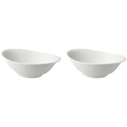 2 x palmer White Delight Schale oval, Porzellan weiß, 25 x 16 cm, Inhalt 0,70 Liter, für Salat, Beilagen, Nachos etc., spülmaschinenfest