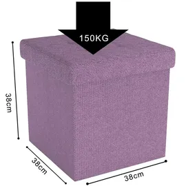 Intirilife Sitzhocker 38x38x38 cm in LOTUS ROSA - Sitzwürfel mit Stauraum und Deckel aus Stoff mit Mulden - Sitzcube Fußablage Aufbewahrungsbox Truhe Sitzhocker