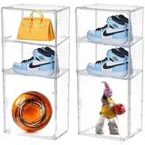 Vaian Klare Schuhbox, Aufbewahrungsbox, Stapelbare Acryl Schuhschrank, Mit magnetischer Tür, Layered, Geeignet für Schuhe, Taschen, Spielzeug (4)
