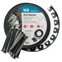 WDB Flexible Rasenkante aus Kunststoff - 10m Lang 4cm Hoch - mit 20 Befestigungsnägel - Schwarz - RAL 9005