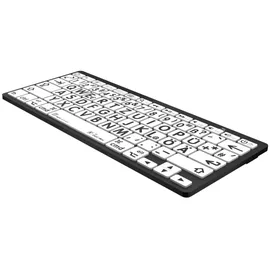 LogicKeyboard MAC Bluetooth Großdruck-Tastatur Schwarz auf Weiß, Mini-Layout