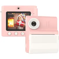 Fydun -Sofortbildkamera, Digitalkamera, 1080P-Video, Doppelobjektiv, 2,8-Zoll-IPS-Bildschirm, Bilderrahmen mit 3 Rollen Thermodruckpapier (PINK)