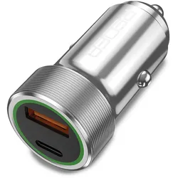 PEDEA 20W USB-C PD KFZ-Schnellladegerät 12/24V - 2-Ports Mehrfach Handy-Ladegerät mit USB-C und USB-A, silber