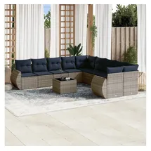 vidaXL Gartensofa-Set 11-tlg. grau Polyrattan