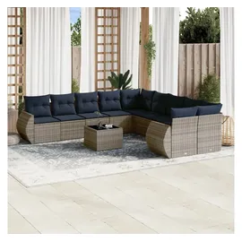 vidaXL Gartensofa-Set 11-tlg. grau Polyrattan