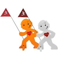 Streetbuddy Warnfigur für Kindersicherheit in Weiß und Orange. 2-er