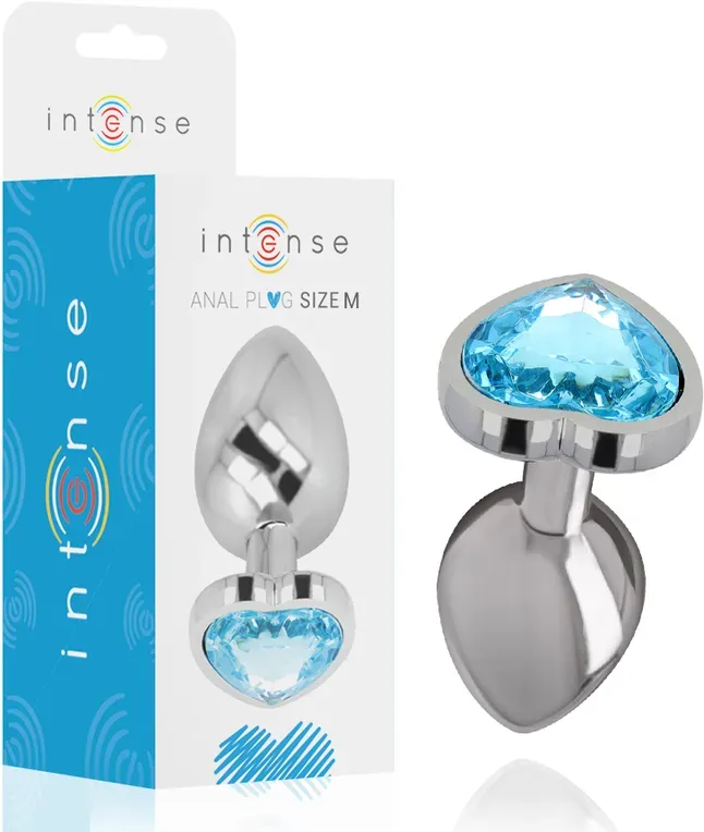 INTENSE - ALUMINIUM-METALL-ANAL-STECKER, BLAUES HERZ, GRÖSSE M