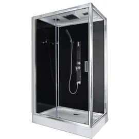 SANOTECHNIK Trend 3 Komplettdusche mit Schiebetür rechts 80 x 215 cm grau Sicherheitsglas