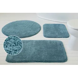 Badematte MY HOME "Kian", blau (graublau), H:20mm, Baumwolle, Badematten, Badvorleger, Badteppich aus 100%Baumwolle, weich, waschbar, saugfähig