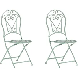 Beliani Bistroset grün Metall 2er Balkon Terrasse Zusammenklappbar Garten romantisch - Grün