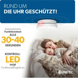Unitec Rauchwarnmelder Weiß inkl. Funktionstest 4 St.