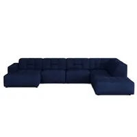 Emoebel24 Ecksofa U-form rechts 364x262x70 cm modular Sofa Bergi Dunkelblau - Dunkelblau