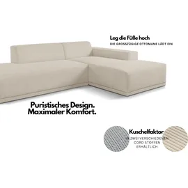 werk2 Ecksofa WERK2 "Apollo, hoher Sitzkomfort, aktuelles Design, Breite 264cm, L-Form", moosgrün, B:264cm H:70cm T:188cm, 90% Polyester, 10% Nylon, Sofas, Ecksofa, Puristisches Design mit maximalem Komfort