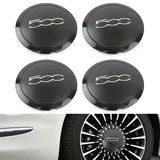 BODYGAD 4 Stück Radnabenkappen, Radnabendeckel Nabendeckel mit Chromrand für FIAT 500 51884863 Kompatibel mit 68078419AC 68078421AC Hitzebeständiger Radnaben Mitteldeckel Ersatz für FIAT 500