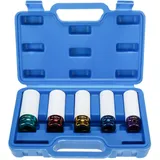 BOOMSTART 5tlg Radschrauben Nuss Set, 1/2 zoll Schlagschrauber Schonnüsse Alufelgen, 15 17 19 21 22mm Steckschlüssel Radmuttern, Reifenwechsel Radwechsel Felgen Nuss Set Kfz