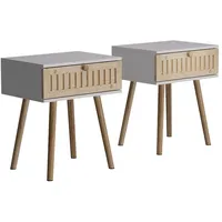 Vichy Vicco Nachttisch, Holk, Weiss/Kiefer, 40 x 47 cm