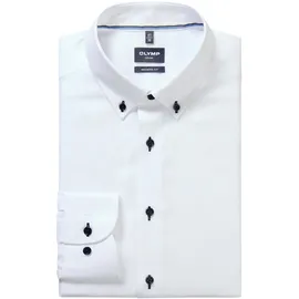 Olymp Businesshemd OLYMP "OLYMP Luxor, modern fit, Button-down", Herren, Gr. 43, Normaler Arm, weiß, 100% Baumwolle, Hemden